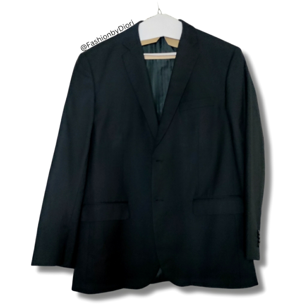 Demantie Mens Black Suit Coat Jacket 44R 100% Hand Tailored Super 150's